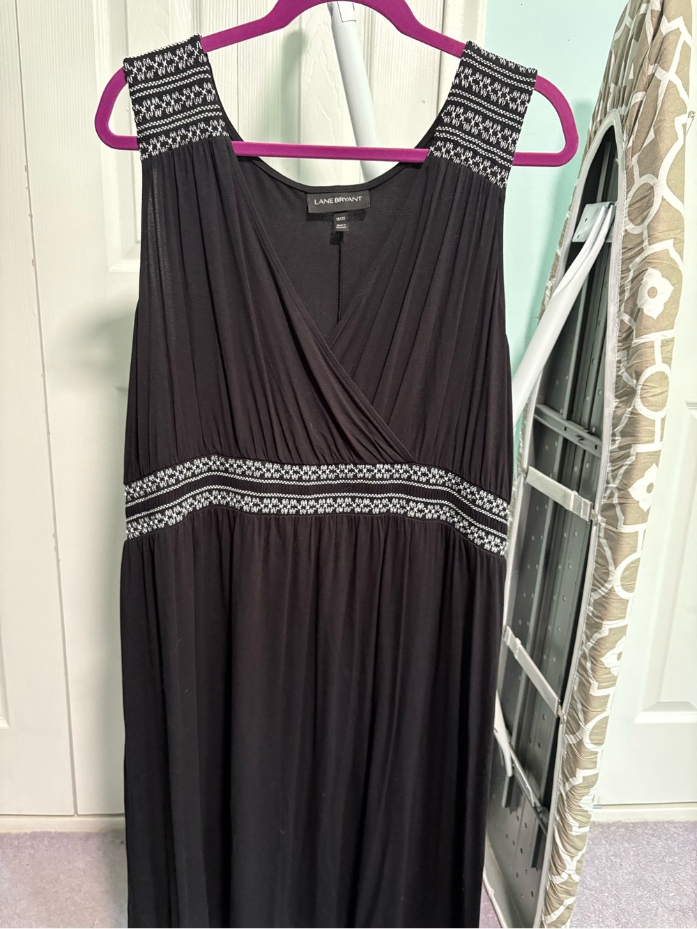 Lane Bryant Black Sleeveless V-Neck Maxi Dress with Embroidered Trim Size 18/20